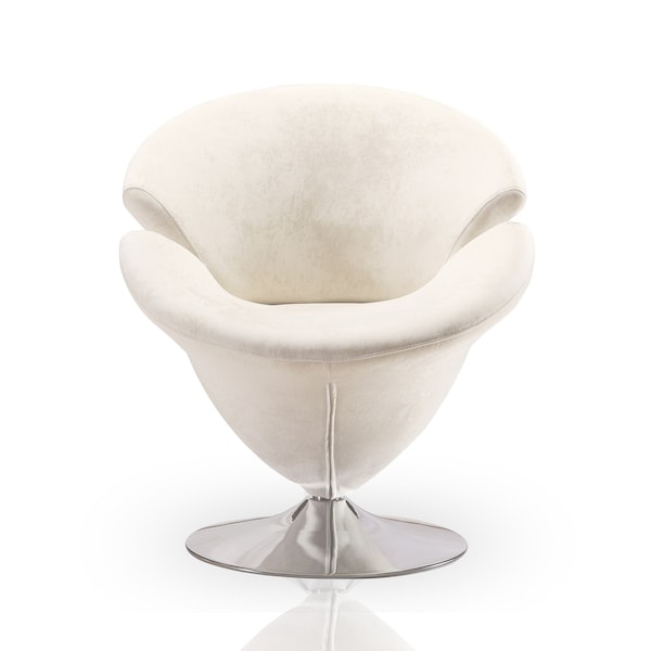 Manhattan Comfort Tulip Swivel Accent Chair in White and Polished Chrome AC029-WH - main